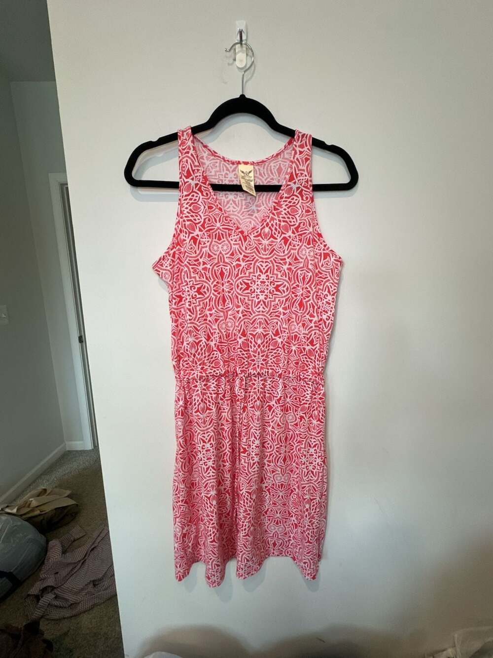 Faded Glory Red And White Geometric Print Sleeveless Romper Size S